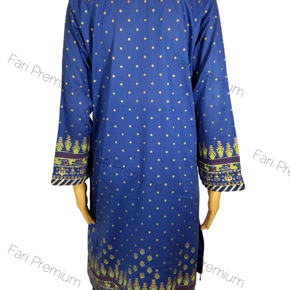 Tawakkal Pakistani Indian Lawn Gold Print Kurti Tunic Kameez Kurta Branded S/38 - Picture 3 of 8